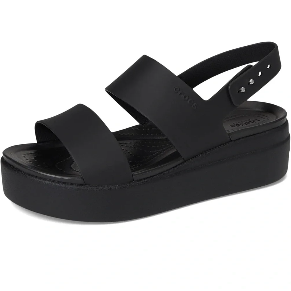 CROCS Women’s Black Platform Dual-Band Slingback Sandal - Picture 3 of 4